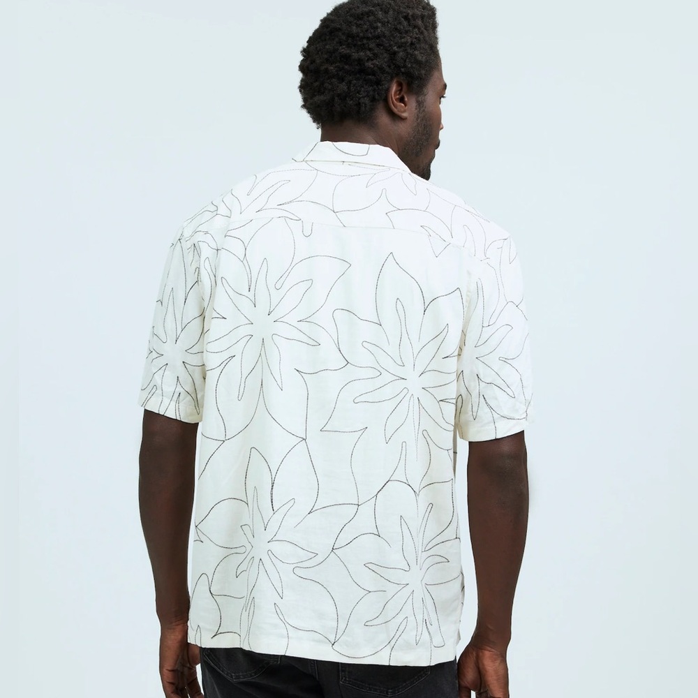 Madewell Embroidered Easy Short-Sleeve Shirt In Antique Cream Size M NWT - Picture 5 of 9